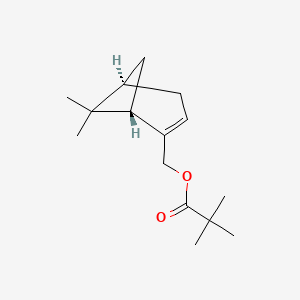 Chemical structure of ((1S,5R)-6,6-dimethylbicyclo[3.1.1]hept-2-en-2-yl)methyl pivalate