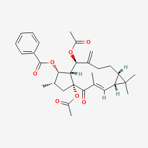 Chemical structure of 5,15-Diacetyl-3-benzoyllathyrol