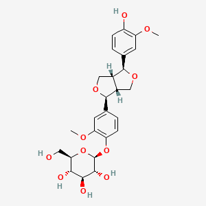 Chemical structure of (+)-Piresil-4-O-beta-D-glucopyraside