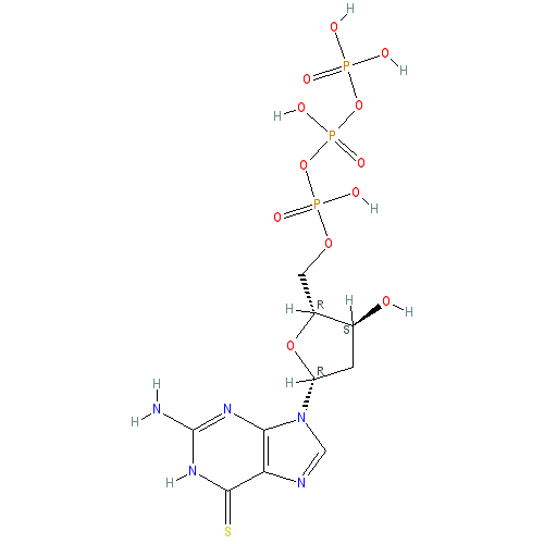 Chemical structure of 6-Thio-2'-deoxyguanosine-5'-Triphosphate