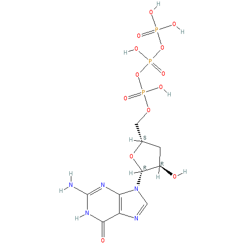 Chemical structure of 3'-Deoxyguanosine-5'-Triphosphate