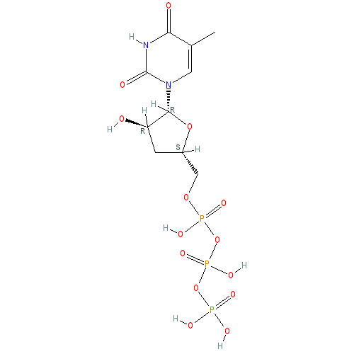 Chemical structure of 3'-Deoxy-5-Methyluridine-5'-Triphosphate